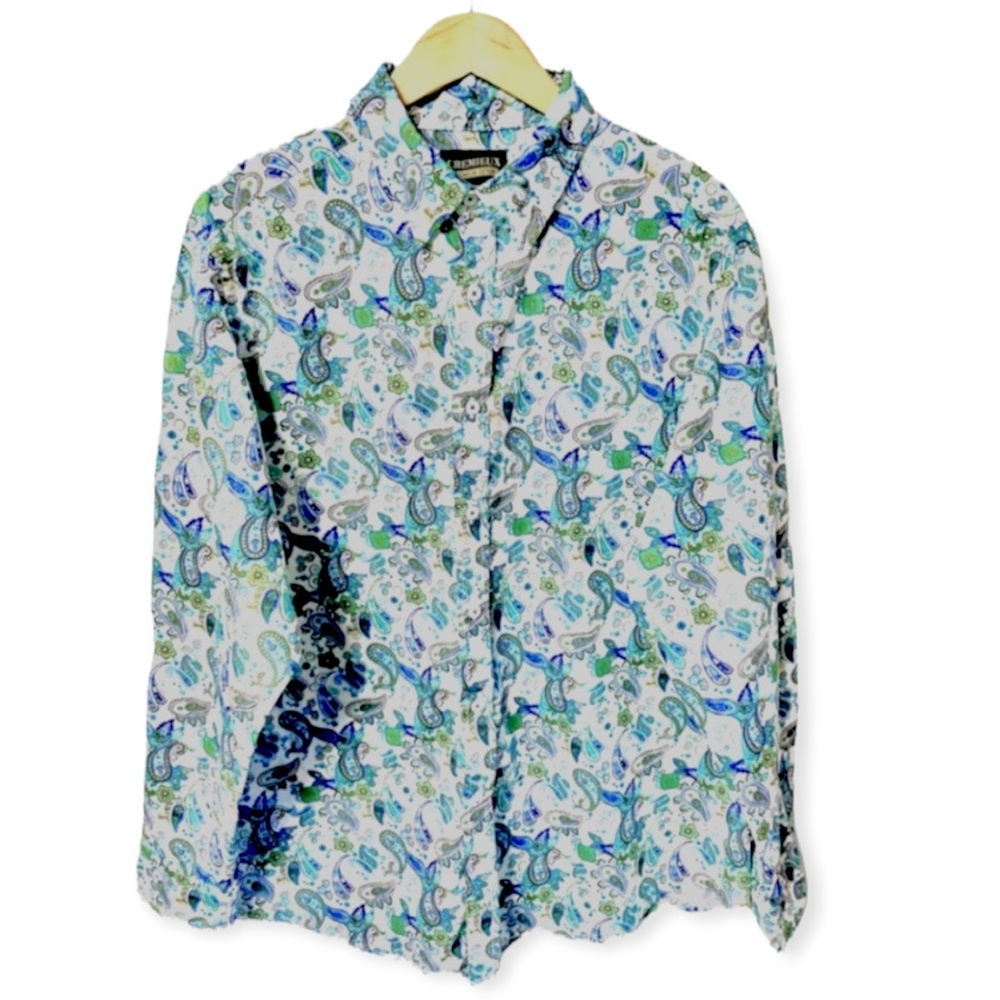 Cremieux beautiful multicolored paisley print crisp luxe button down shirt  #43B